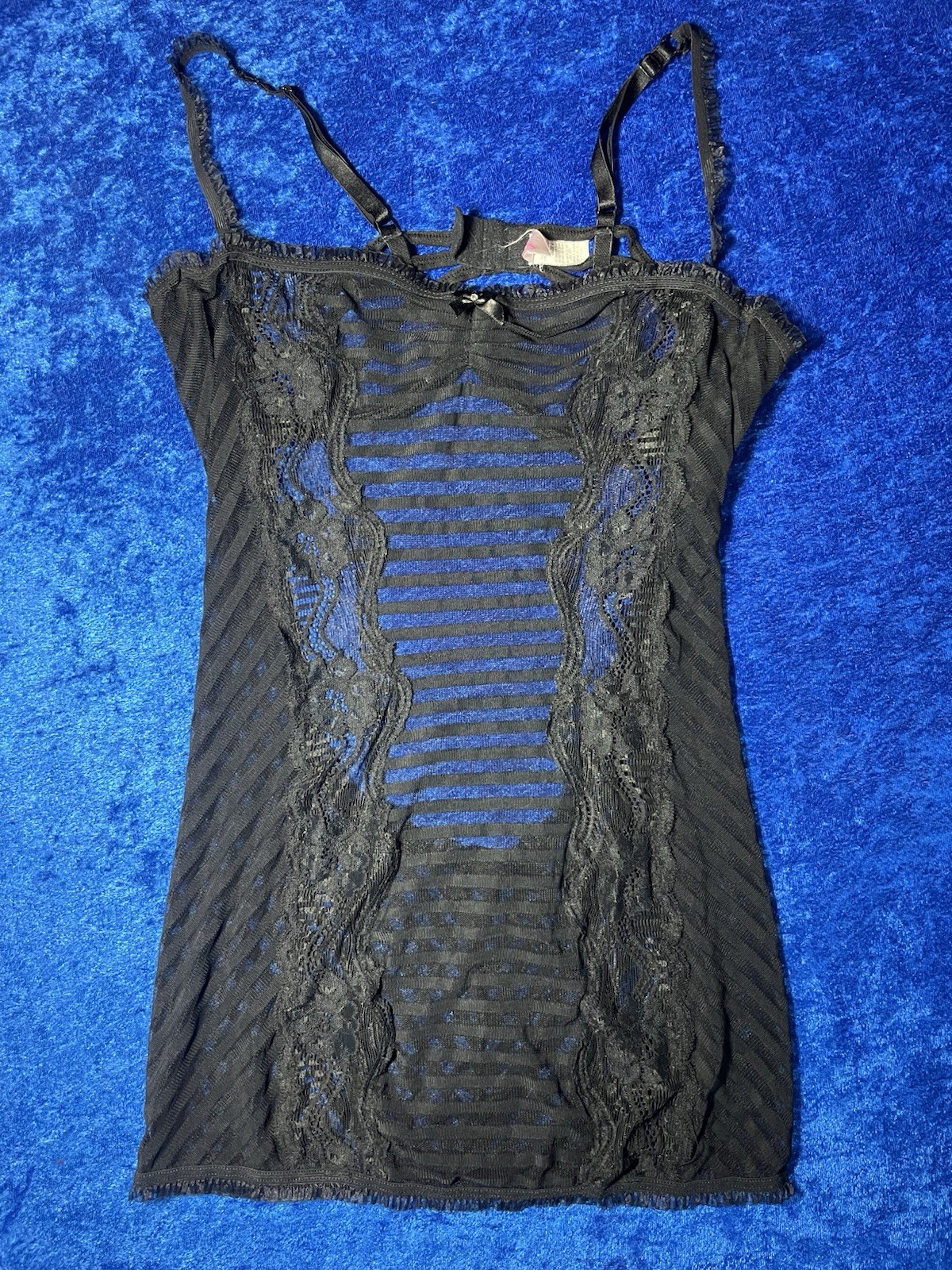 Vintage Shirley Of Hollywood Black Mesh Babydoll Lingerie Stripper Dress *READ*