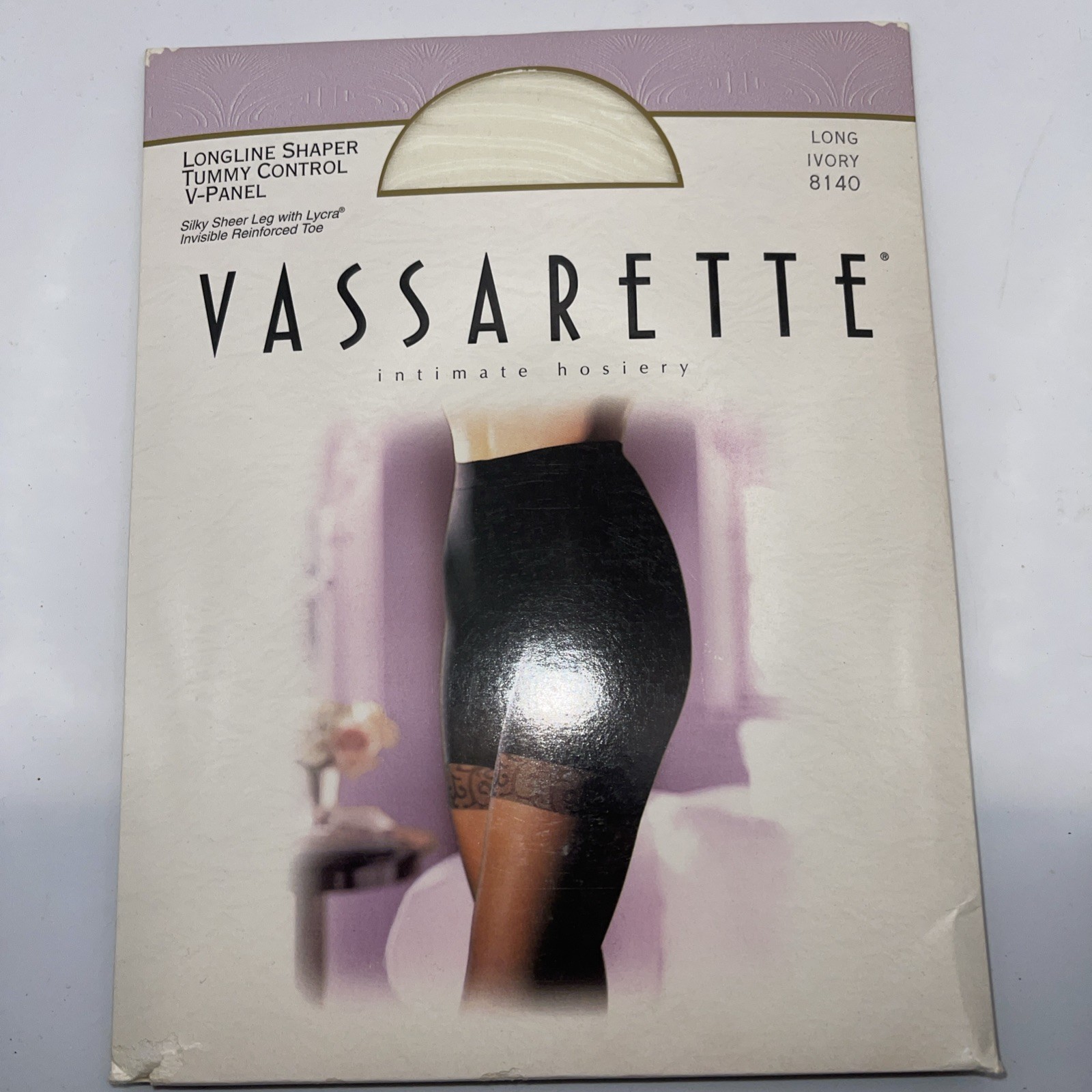 VTG Vassarette Longline Shaper V-Panel Tummy Control Size Long Ivory 8140
