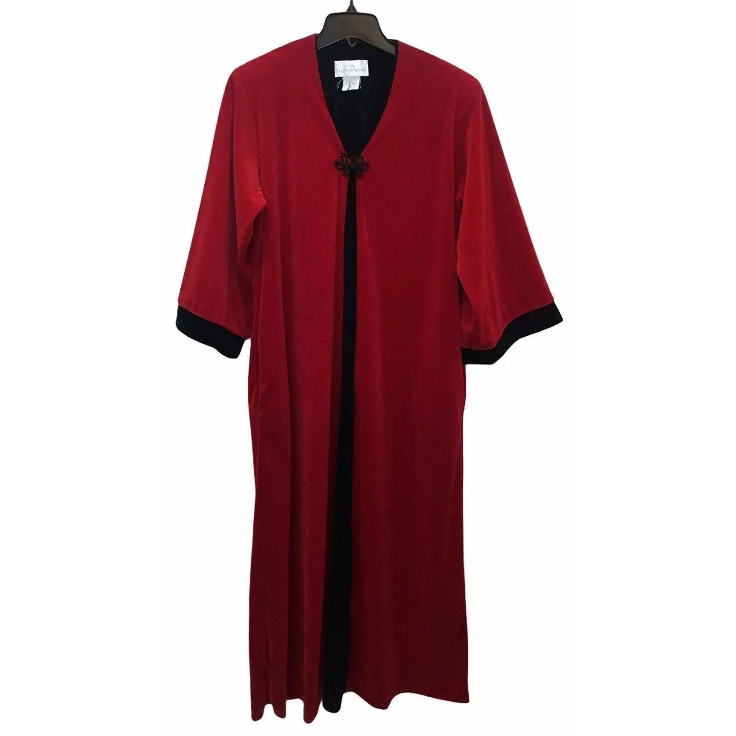Vintage Evelyn Pearson Women’s M Long Lounge Velour 1/4 Zip Kimono Sleeve Robe