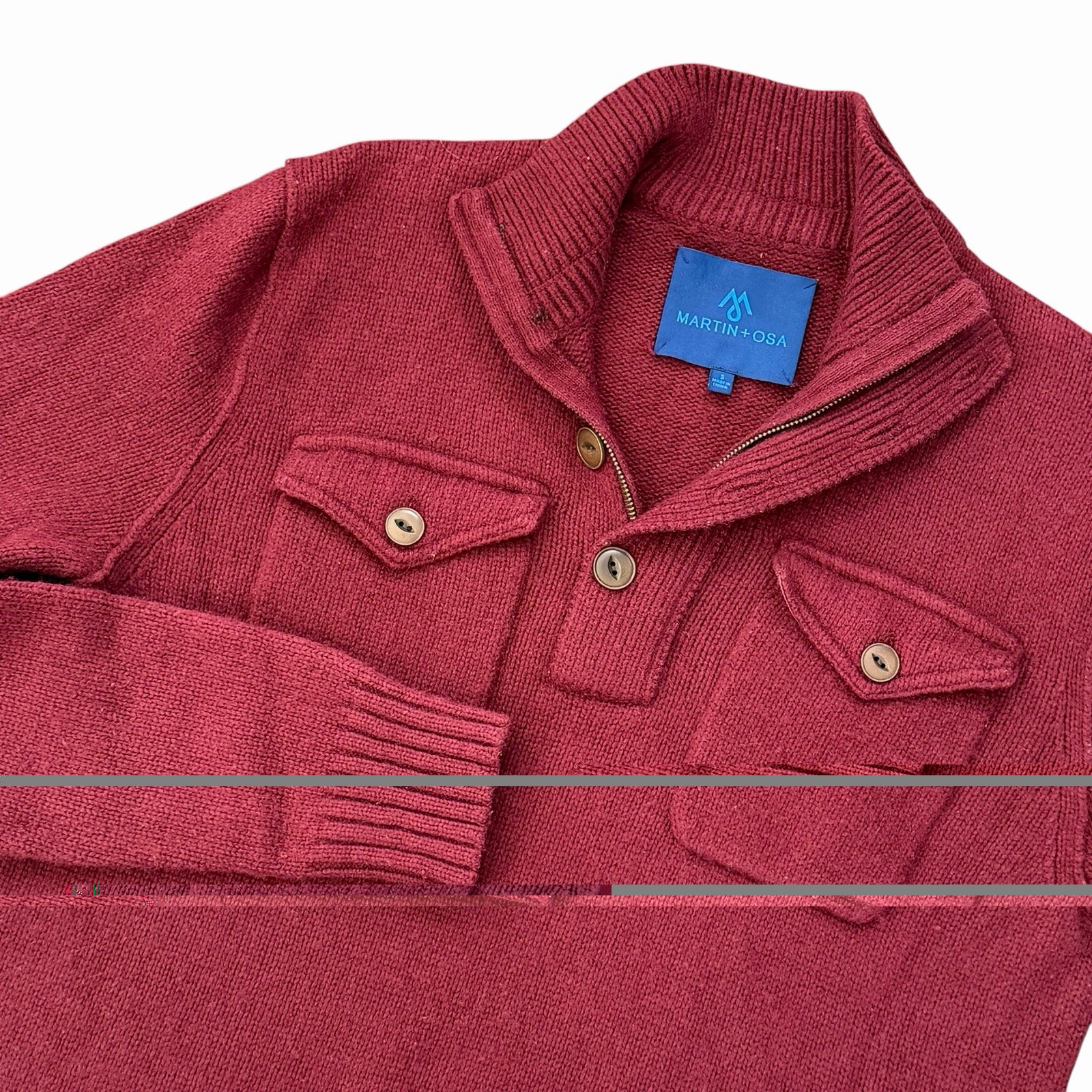 Martin + Osa Vintage S Wool Blend Men’s Maroon Sweater Fisherman Nautical Preppy