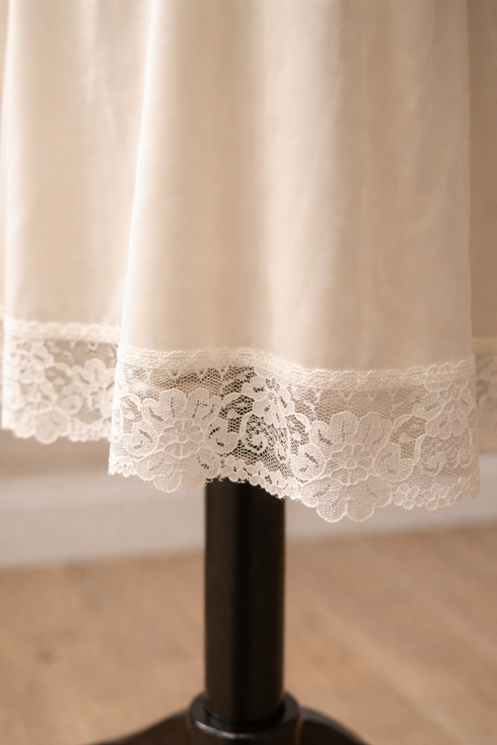 Vintage 1970s Barad Double Sweep Nylon Slip Ivory Lace Trim USA Size 38