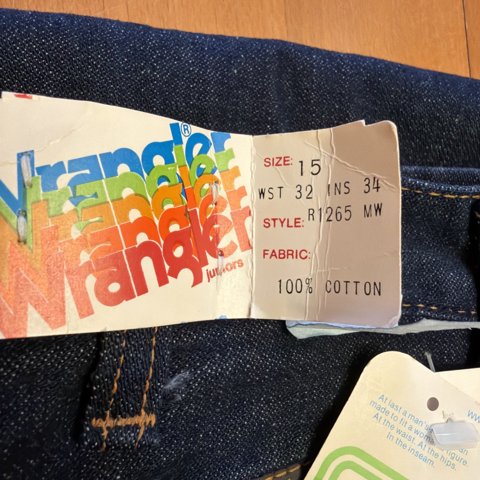Vintage 1970s Wrangler Jeans NWT Rainbow Tag Juniors Size 15 DEADSTOCK READ Disc