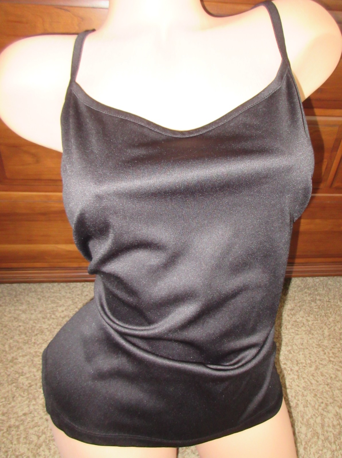 LANE BRYANT BLACK stretchy poly dressy layer camisole top sz 22/24W bust to 52″