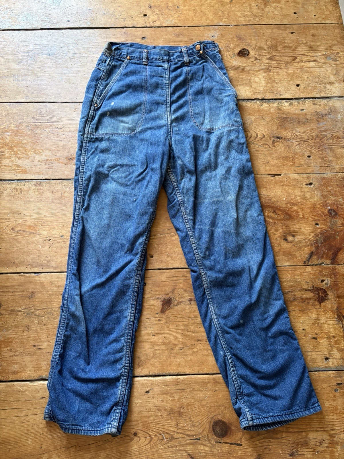 Vintage 1950s Jeanies By Blue Bell Side Zip Denim Jeans Flannel Lined 28×28